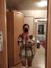 Woolen Coat Shirt Jacket Windbreaker Oversize Plaid Vintage Women Loose Button Winter