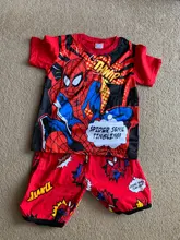 Bebé Conjunto de pijama de verano de los niños de manga corta ropa de dormir de algodón dibujo de Spider-Man pijama de Mickey niñas lindos conjuntos de prendas