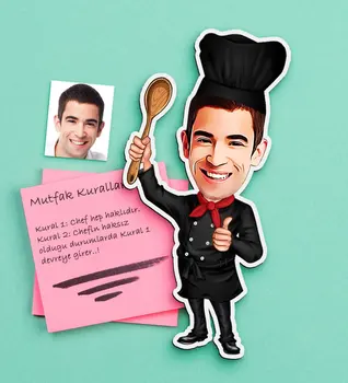 

Personalized Men Chef Caricature Of Wooden Magnet-3