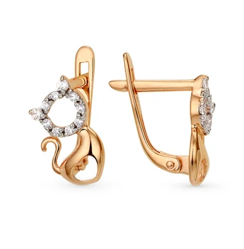 

Gold earrings with cubic zirconia sunlight sample 585