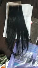 Alisky-extensiones de pelo brasileñas con encaje hd, accesorio capilar liso con cierre Frontal de malla, 4x4