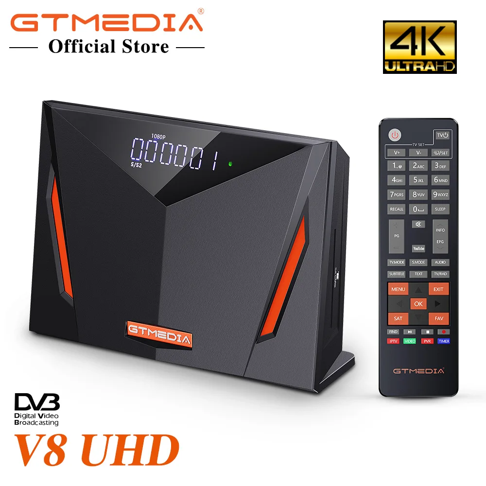 NEW GTmedia V8 UHD Satellite TV Receiver DVBS/S2/S2X+T/T2 Cable H265
