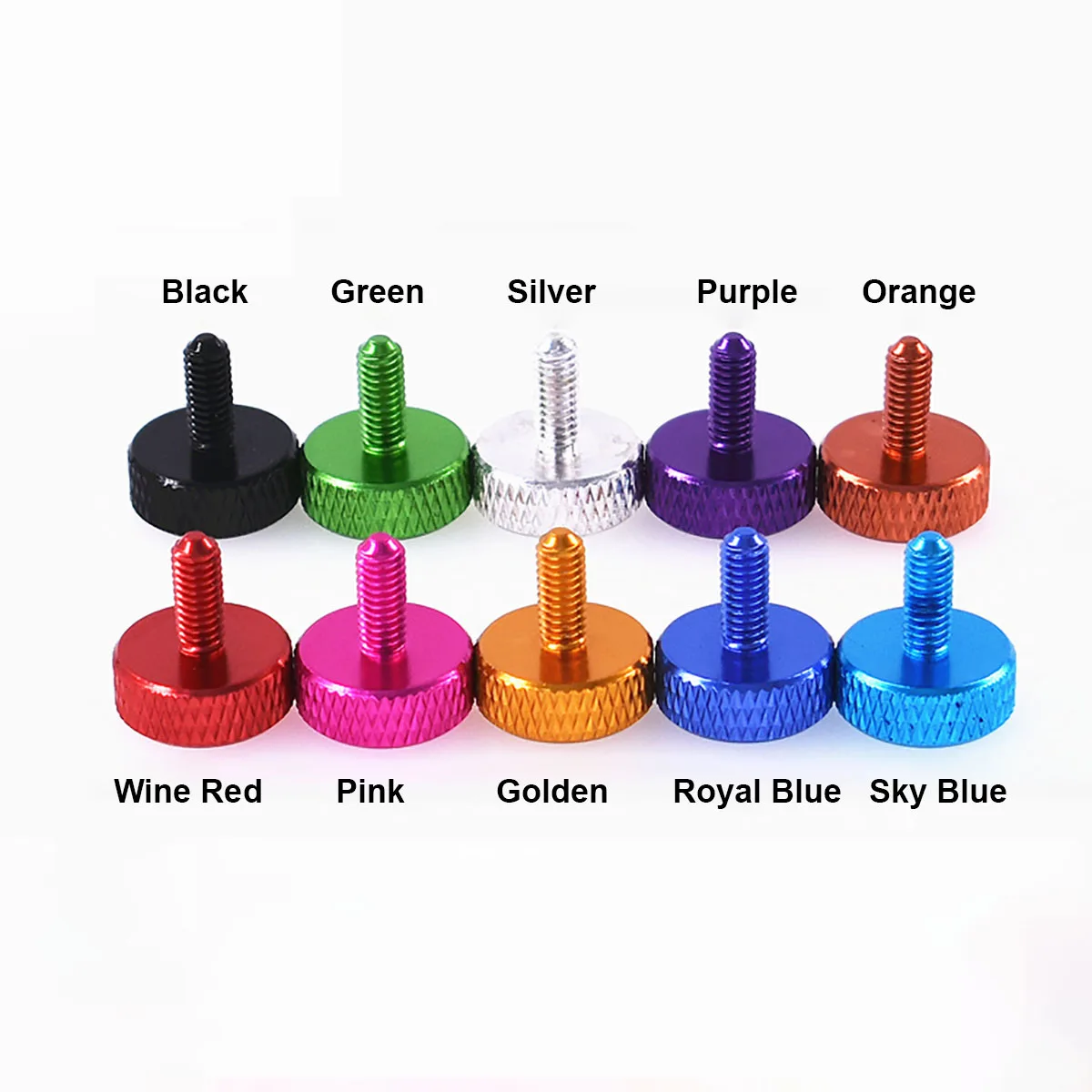 5Pcs M4x 6mm / 10mm Colourful Anodized Aluminum Hand Tighten Screws 14x5.5mm Grid Knurled Head Thumb Screw Computer Case |