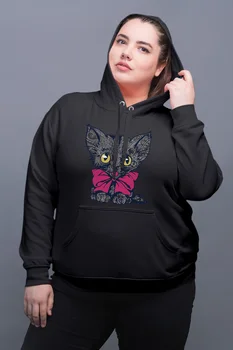 

Angemiel Wear Pink Papyonlu Cat Black Women Hooded Sweatshirt