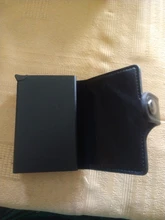 Bycobecy-tarjetero de aluminio con broche para hombre y mujer, funda de Metal RFID para tarjeta de identificación inteligente, Delgado, titular de la identificación, cuero PU