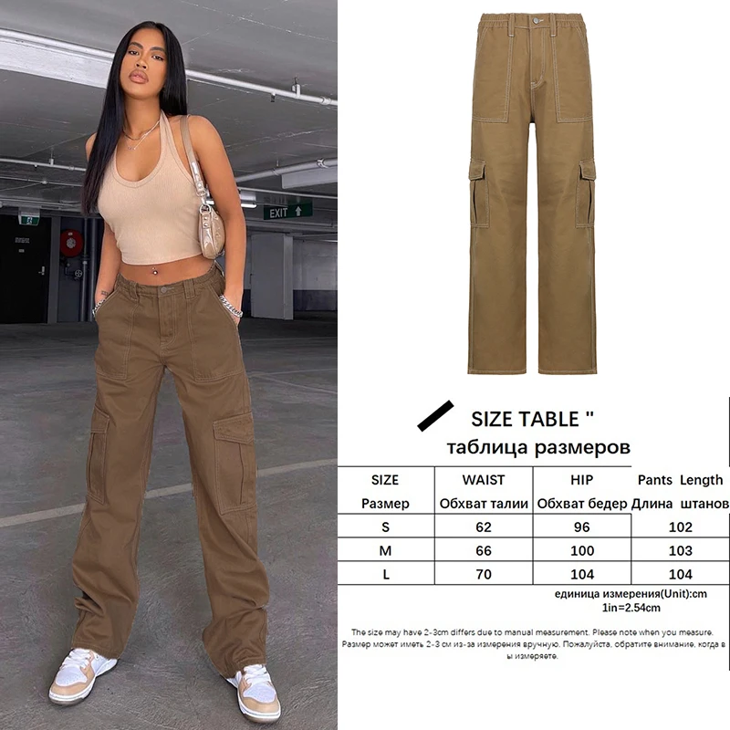 Vintage Khaki Wide Leg Cargo Pants 