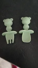 2 unids/set de silicona bebé juego de tenedor cuchara de dibujos animados oso bebé lindo aprendizaje almuerzo cuchara comer tenedor