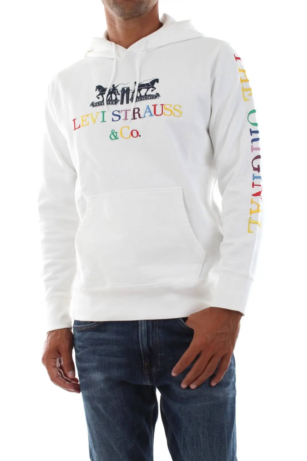 Levis Blanc Sweat Levi Strauss Classic Housemark Crewneck Sweatshirt