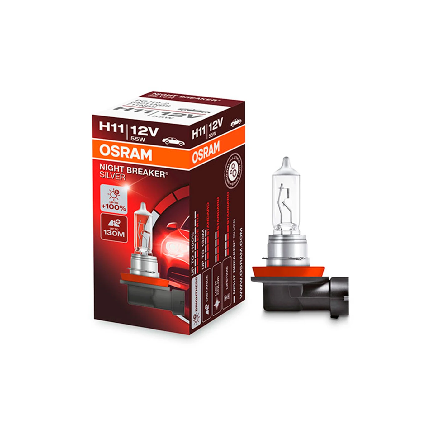 Лампа галогенная Osram Night Breaker Silver +100% H11 12V 55W PGJ19-2 1 шт. | Автомобили и мотоциклы
