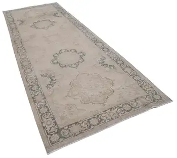 

142x397 Cm Beige Handmade English Vintage Runner Rug-5x13 Ft
