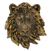 Cabeza de Animal de León para pared, estatua decorativa para el hogar