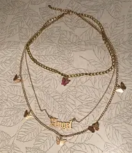 2021 multicapa Vintage acrílico mariposa gargantilla collar de las mujeres de la moda carta cadena de oro capas collar regalo de fiesta, joyería