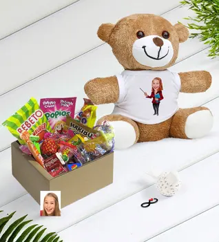 

Personalized Women 'S Teacher Caricature Of Nostalgic Lezzetler Plush Teddy Bear Gift Seti-3