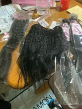 Extensiones de cabello humano 100%, 3 mechones rizados brasileños con cierre, 4x4 pulgadas, color 1b, belleza de moda, no remy, 4 Uds. En total