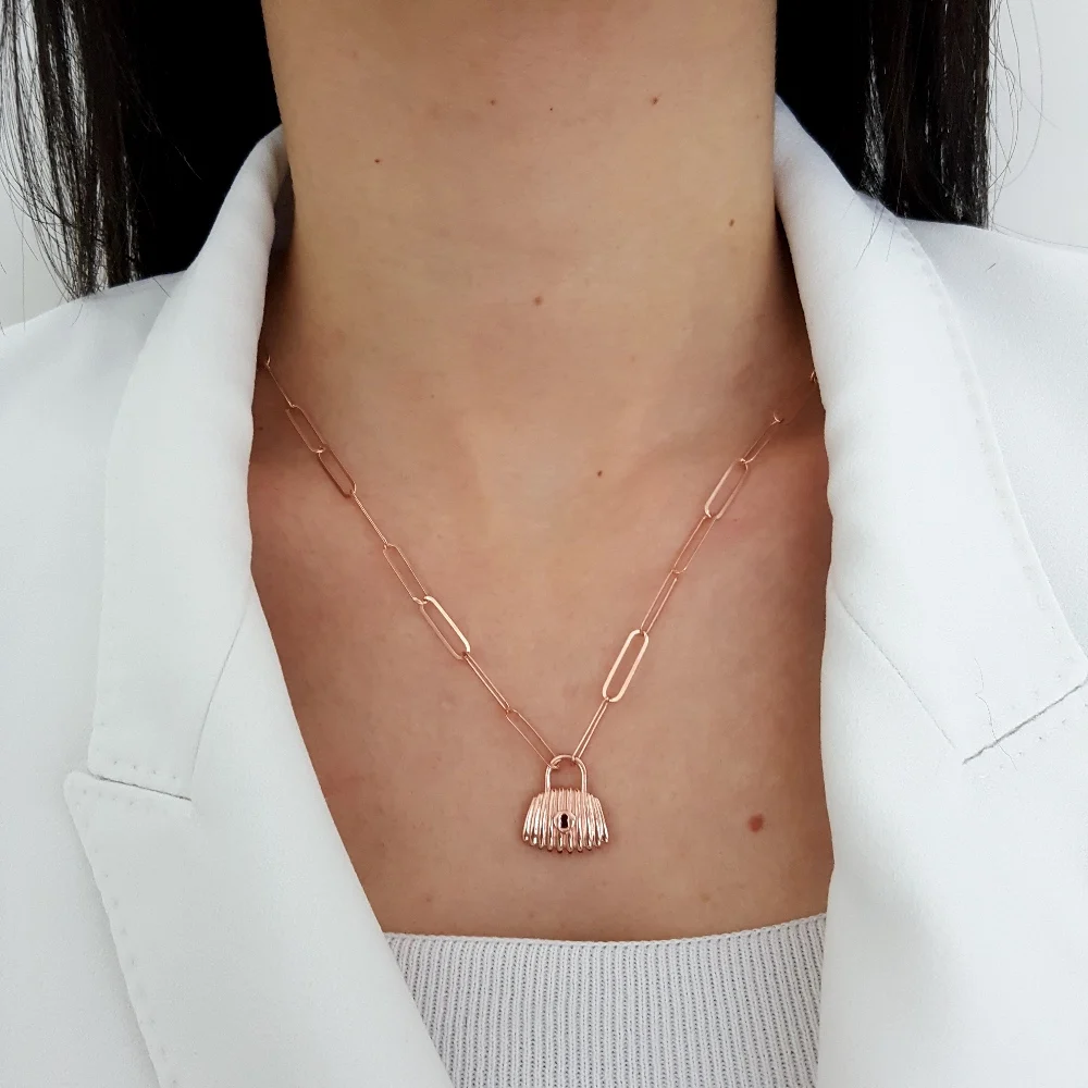

NEW Trendy 925 Silver Necklace Turkish Jewelry Bag Fashion Bomb Lock Necklace For Women Grenade Barrel Style Luxury Designer