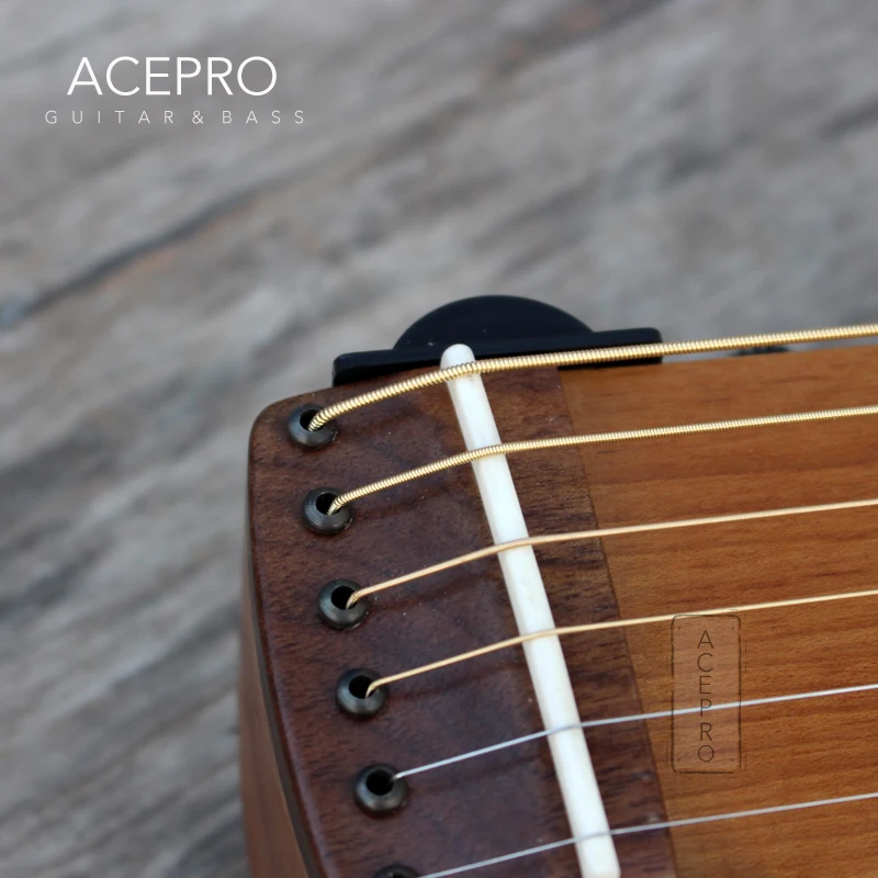 Электрическая акустическая мини гитара Acepro бесшумная дорожная жареный клен с