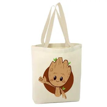 

Angemiel Bag Vector with Waving Hand Cute Groot Shopping Beach Tote Bag
