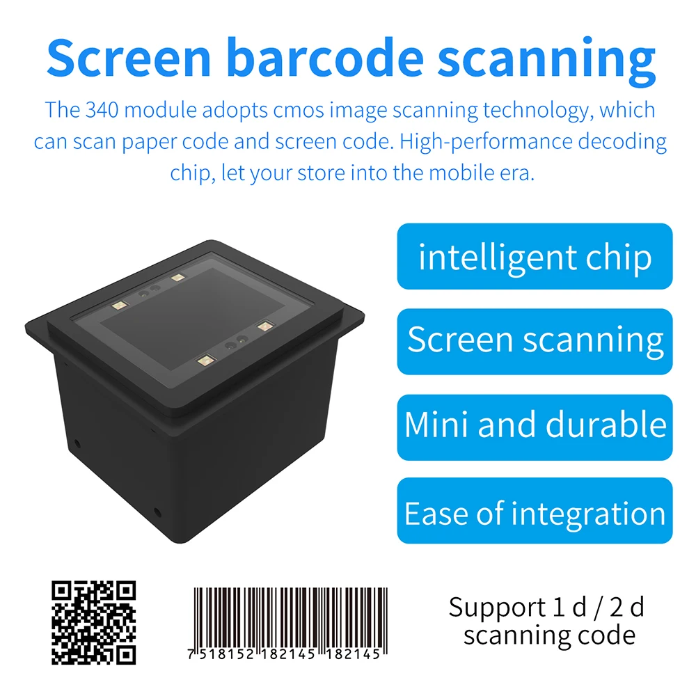 flatbed scanner 2D Automatic Embedded QR Code PDF-417 Data Matrix USB Wired Barcode Scanner USB Bar Code Reader Wired hand scanner