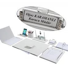 Нева 12 шт. полный набор роскошный белый кожаный стол набор/стол Pad набор с именной табличкой табличка тег главный Органайзер