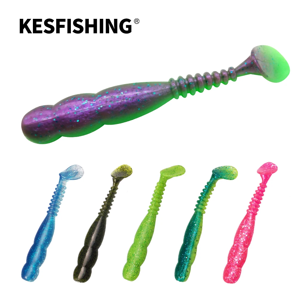 Kesfishing Lokt Rock Shiner 50 95 115Mm Pesca Kunstmatige Zachte Siliconen Bassen Kwaliteit Geur En Zouten T Tail Shad