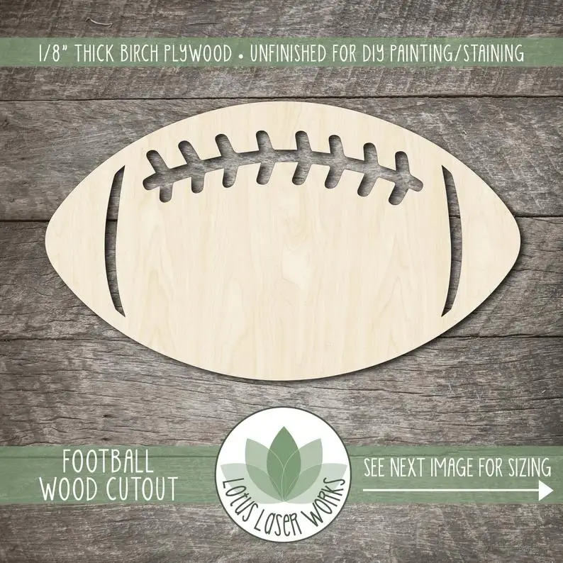 

Wood Football Cutout, Blank Wood Craft Embellishments, Wooden Football Shape, Wood Sport Shapes