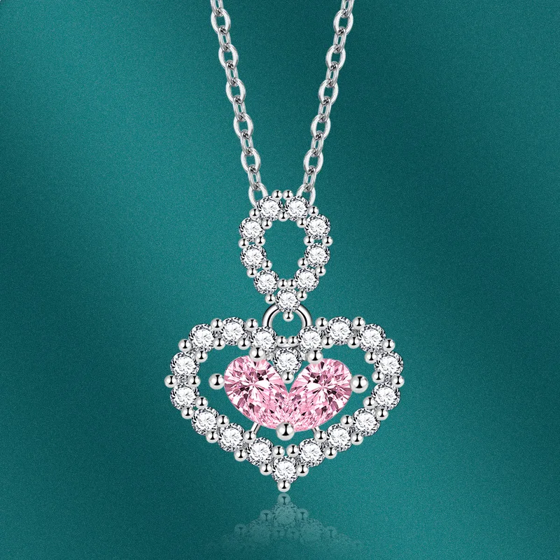 

Изысканное ожерелье в виде сердца из серебра 925 пробы, обручальные аксессуары для женщин, украшение в виде сердца с блестками, подарок на день рождения, эффектные украшения