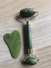 Rodillo de piedra de Jade Natural para masaje Facial, masajeador de gua sha, rascador, herramientas adelgazantes de belleza, relajación de la piel
