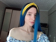 Blue Wig Synthetic-Wigs Heat-Resistant-Fiber Middle-Part Linghang Black Natural Straight