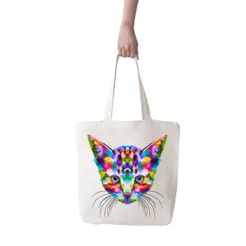 

Angemiel Bag Big Color Cat Portreli Shopping Beach Tote Bag