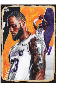 

2020 NBA King Lebron James Lakers Wooden Table Wall Painting Visual Picture Art Decoration Home Gifts Hot Sale Vintage