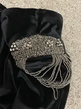 Vintage apliques con cuentas traje de terciopelo de mujer 2020 de moda Sexy sin espalda cuello en V Crossover trajes para mujer Casual cuerpo Femme