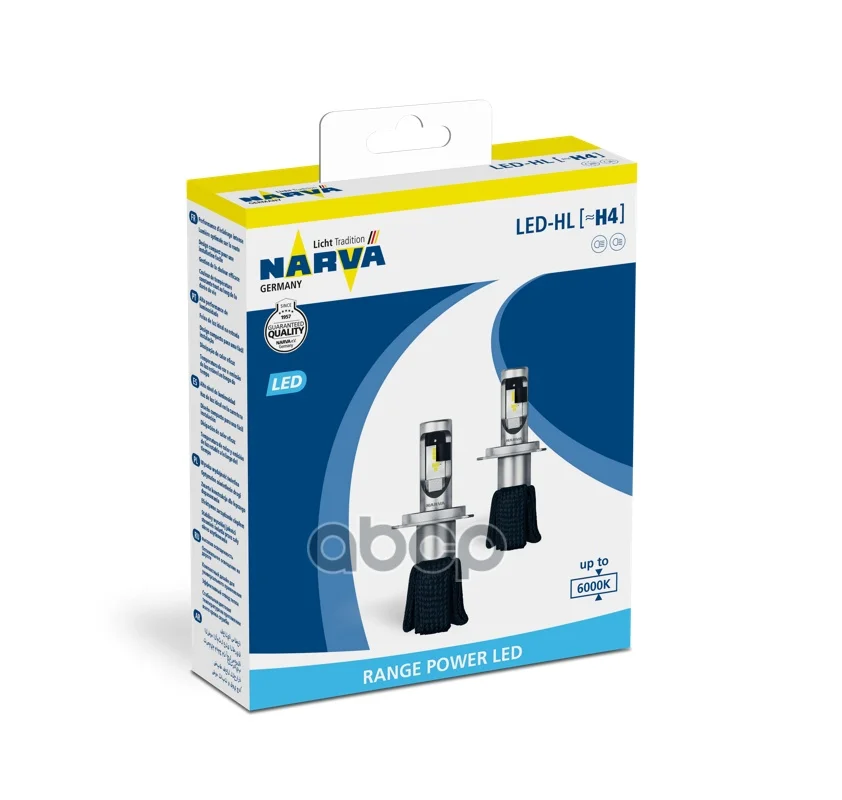 Лампа H4 Range Power Led 6000k 12v 2шт 180043000 Narva арт. | Автомобили и мотоциклы