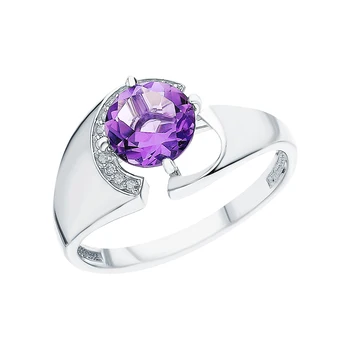 

Silver ring with amethyst and cubic zirconia sunlight sample 925