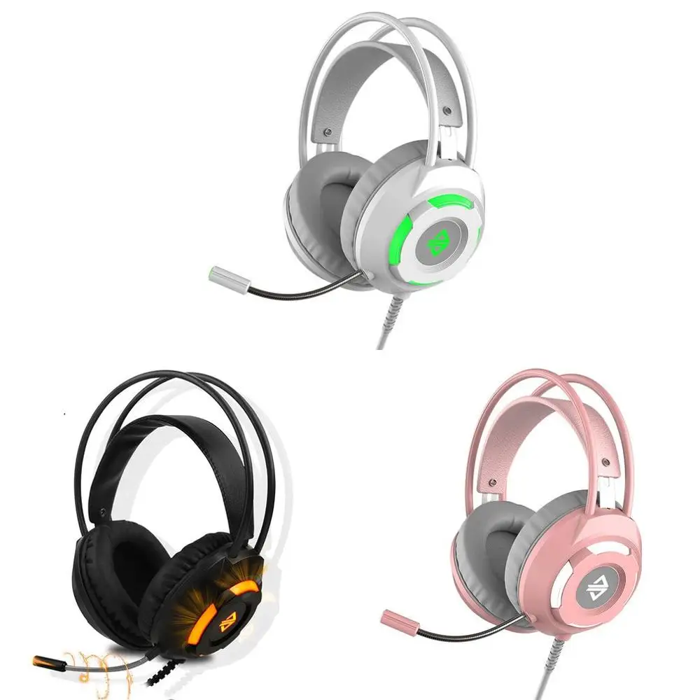 Game Fps Wire Headset Headphone Stereo HIFI Deep Bass Noise Canceling Computer PC Audiophiles Earphone With LED Light Microphone