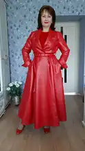 Trench-Coat Skirted Maxi Nerazzurri Long-Sleeve Extra Black Plus-Size Women Fashion Red