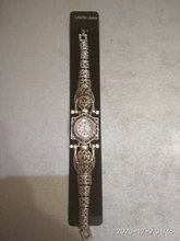 De la mujer pulsera de plata antigua pulsera reloj gris Diamante de imitación acero reloj con correa para mujer esfera redonda mujer reloj de cuarzo mujer reloj regalo