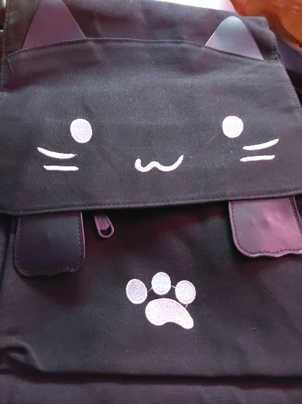 Cute Cat Canvas Embroidery Backpack - Loli The Cat