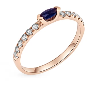 

Gold ring with sapphire and diamonds sunlight sample 585