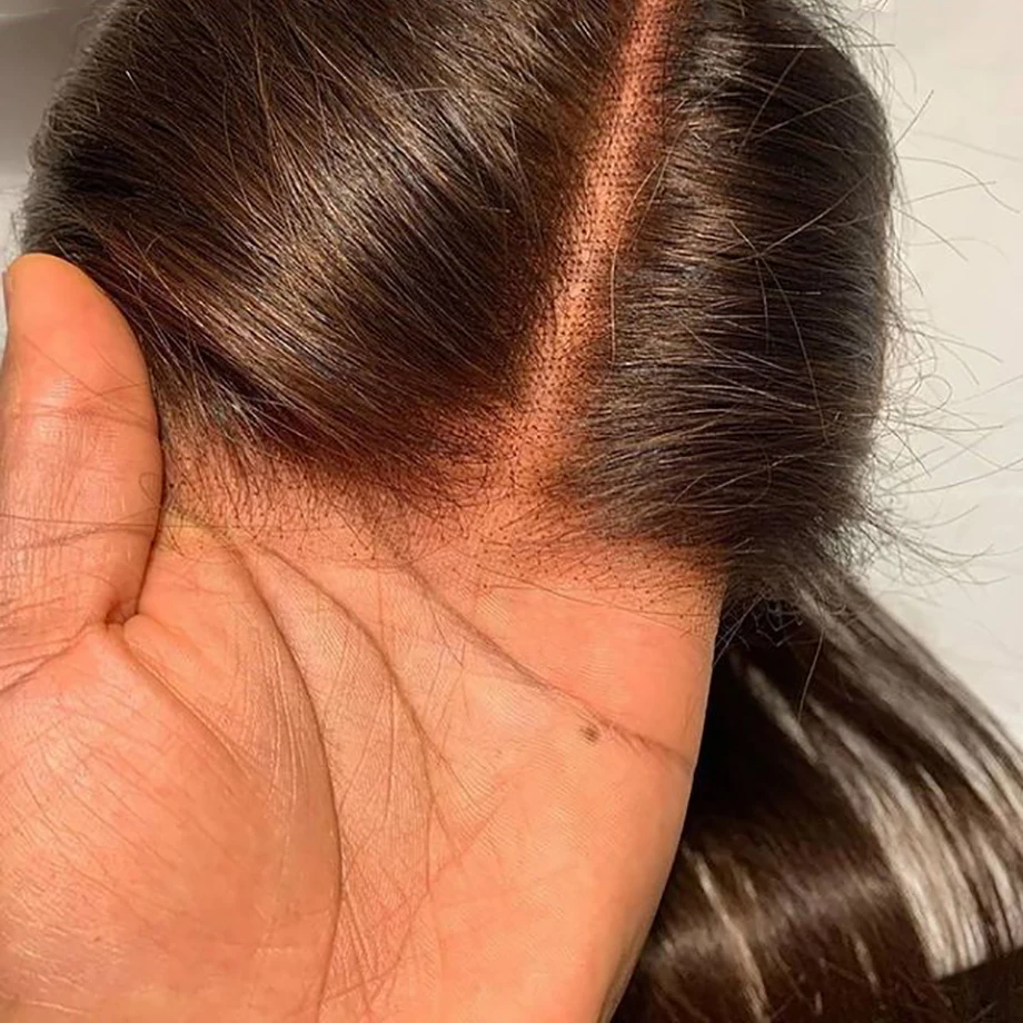 Brazylijski ludzki włos uzupełnienie splotu włosów Lace Closure prosto 2x6 przejrzyste koronki zamknięcie z wstępnie oskubane dzieckiem włosy