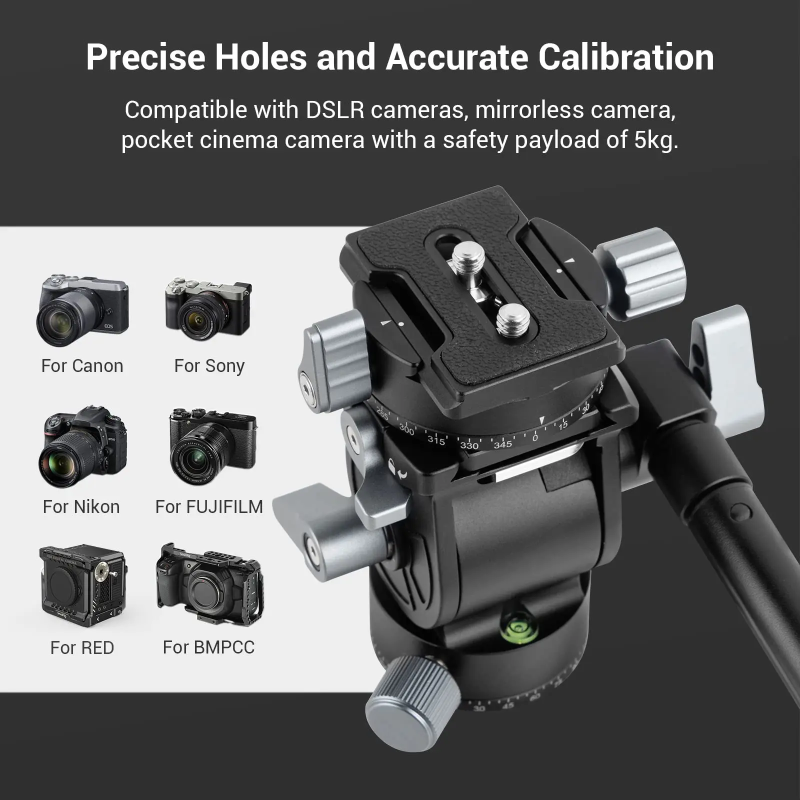 Tripod Ball Head SmallRig Video Head Tripod Head Quick Release Plate For Arca Swiss Lever Adjustable Pan For DSLR Camera Tripod