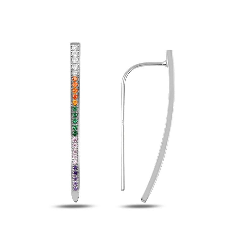 

Silver 925 Sterling Mixed Color Zircon Stone Earrings