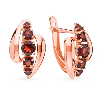 

Gold earrings with Garnet sunlight sample 585