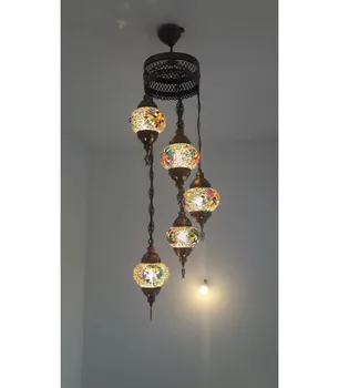 

Turkish Lamp - 5 Murano Glass Beads - Mosaic - 1 m