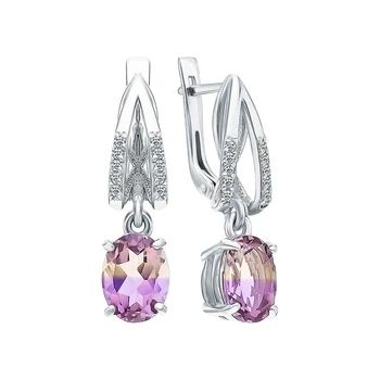 

Silver earrings with ametrine and cubic zirconia sunlight sample 925