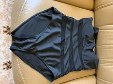 Riseado-bañador Vintage de una pieza para mujer, ropa de baño de malla, traje de baño negro con correa, ropa de playa, trajes de baño XXL 2021