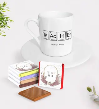 

Personalized Teacher Turkish coffee Cup and Chocolate Gift Seti-3
