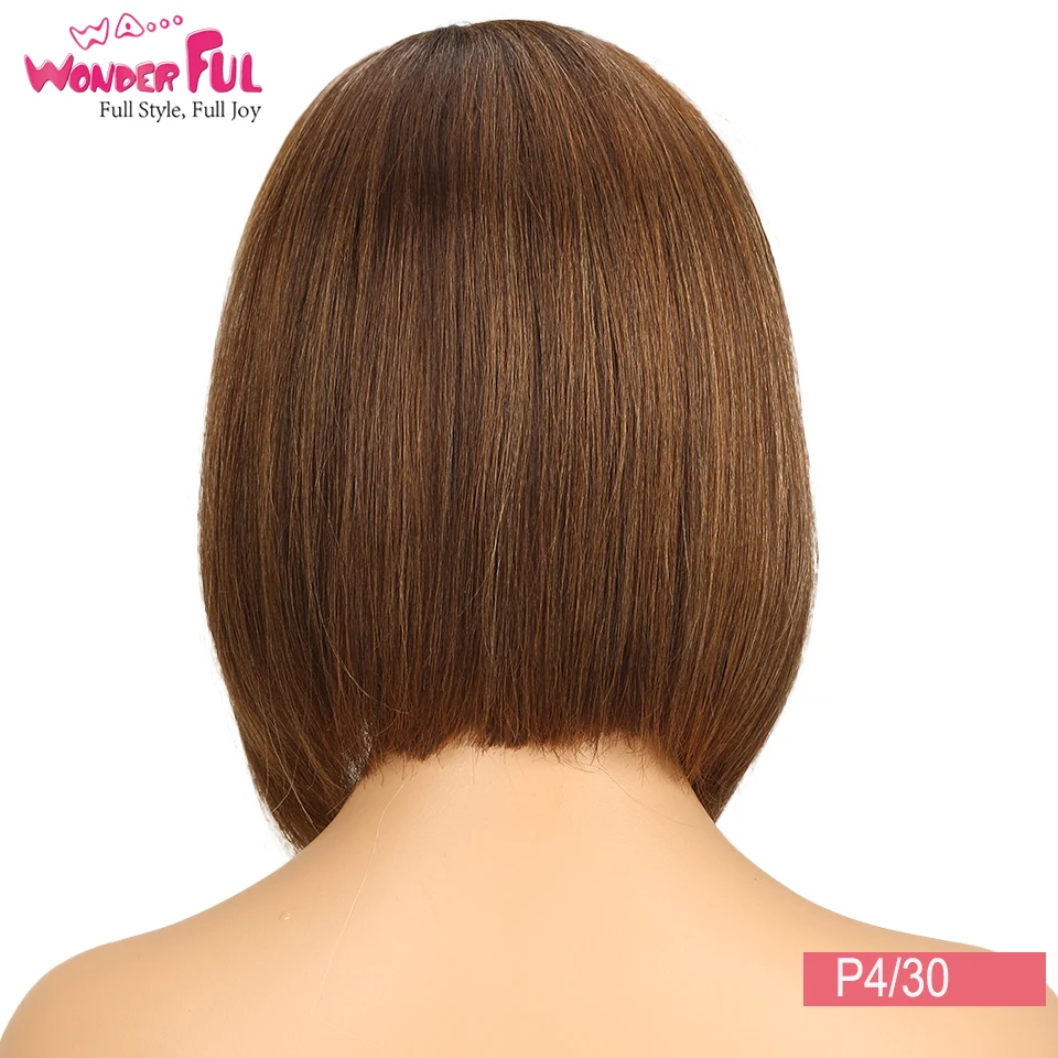 Human Hair Wig Ombre Short Bob Wig Remy Brazilian Straight Hair 150% Density Ombre Color Human Hair Wigs For Women