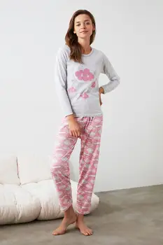 

Trendyol Cloud Printed Knitted Pajamas Set THMAW21PT0536