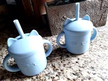Tazas de alimentación de bebé, vasos de paja blanda de silicona para bebé, sin depósito, 1 Uds.