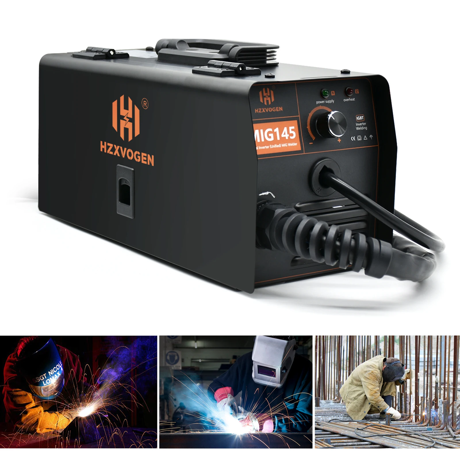220V HZXVOGEN MIG145 Semi-automatic Welding Machine welding welders MIG Welder With 1KG 0.8mm Flux Core 0.4-4mm For Gasless Iron Soldering